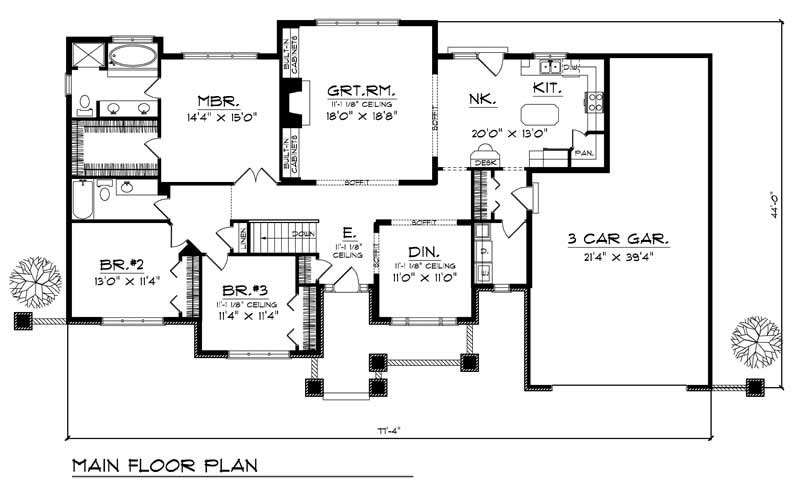 Floor Plan First Story of Prairie Plan #101-1309