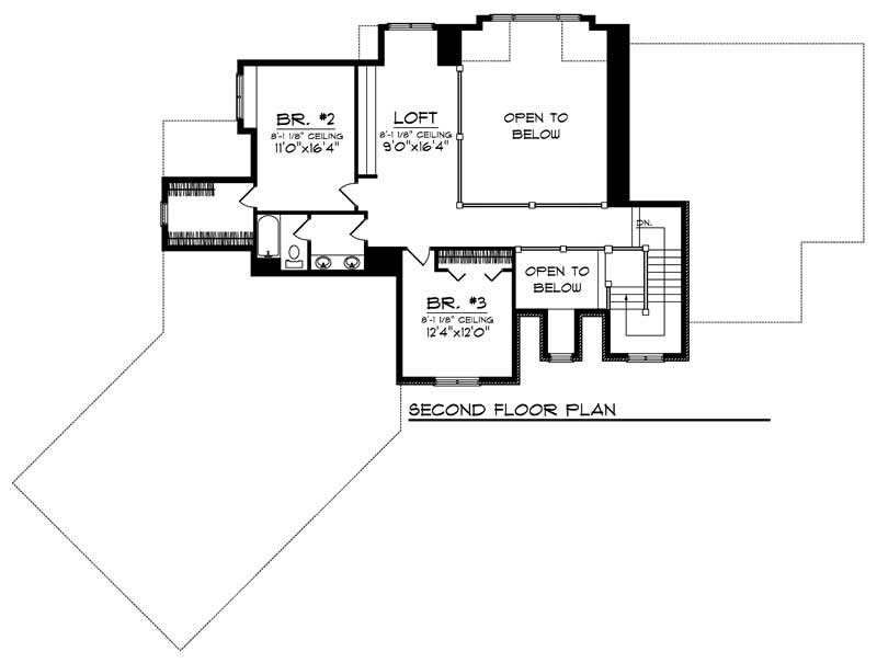Floor Plan Second Story of European Plan #101-1314