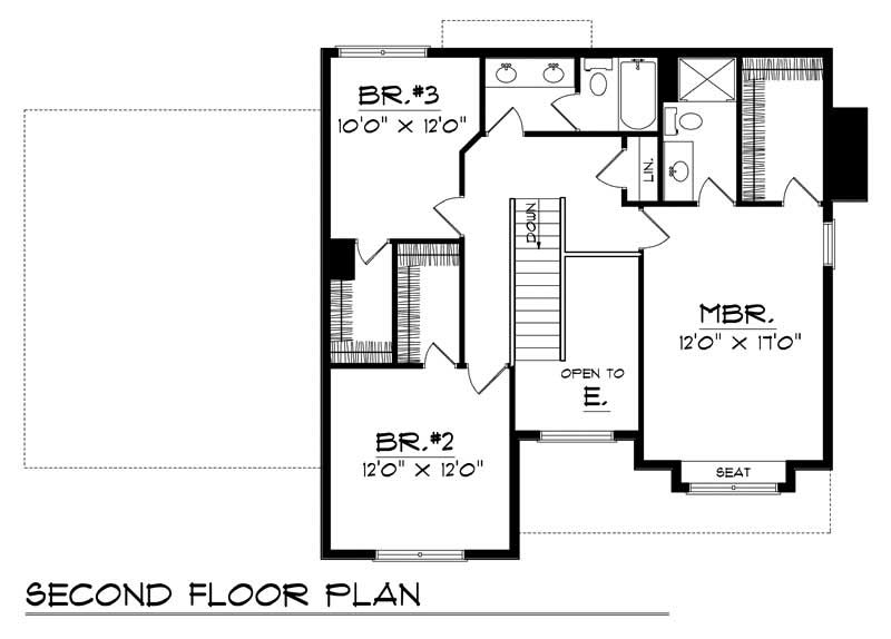 Floor Plan Second Story of Country Plan #101-1315