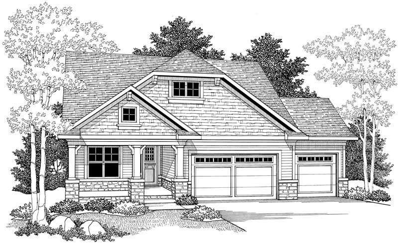 Home Plan Front Elevation of this 2-Bedroom,1393 Sq Ft Plan -101-1318