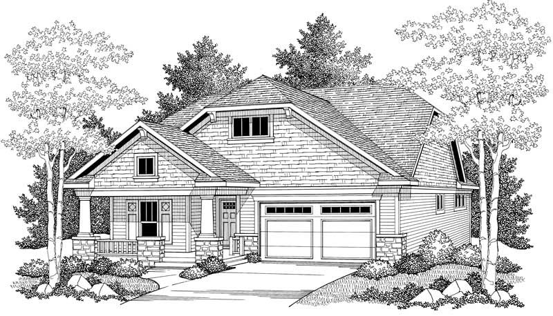Home Plan Front Elevation of this 2-Bedroom,1372 Sq Ft Plan -101-1319