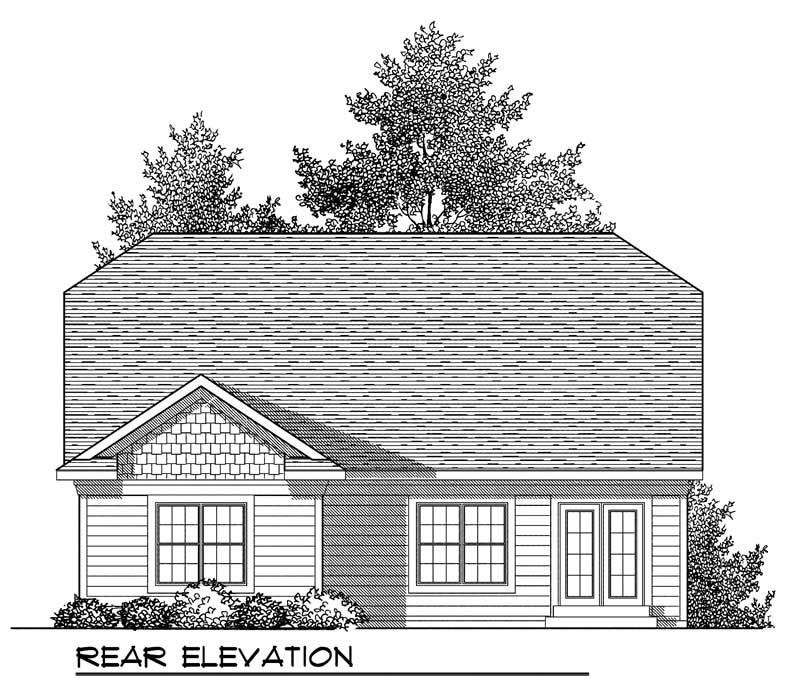 Home Plan Rear Elevation of this 2-Bedroom,1372 Sq Ft Plan -101-1319