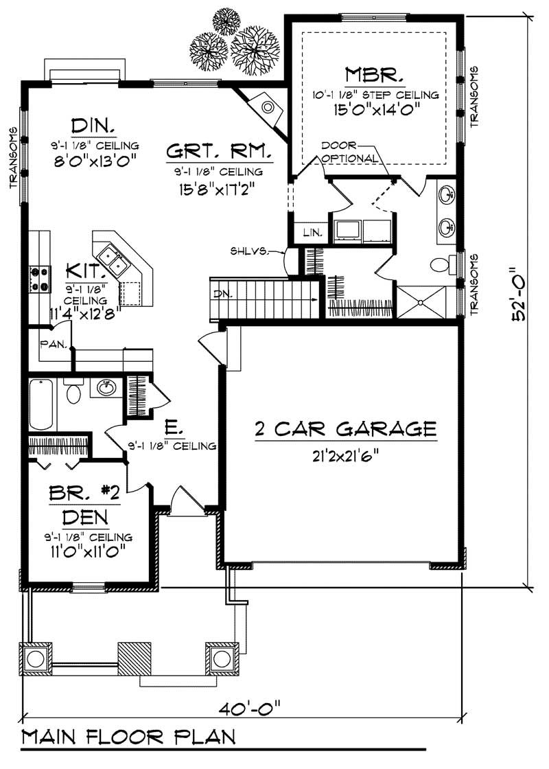 Floor Plan First Story of Craftsman Plan #101-1319