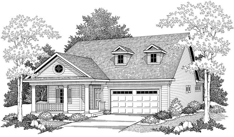Home Plan Front Elevation of this 2-Bedroom,1372 Sq Ft Plan -101-1320