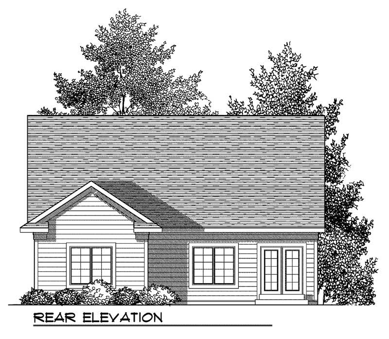 Home Plan Rear Elevation of this 2-Bedroom,1372 Sq Ft Plan -101-1320