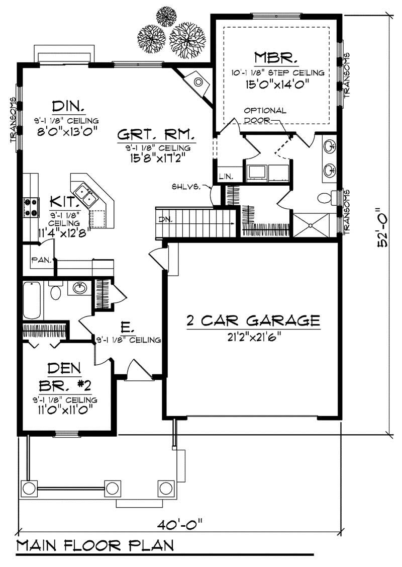 Floor Plan First Story of Craftsman Plan #101-1320