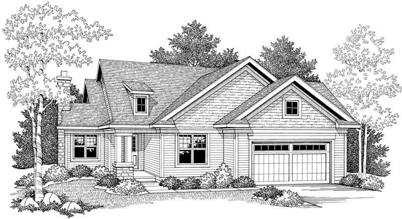 Home Plan Front Elevation of this 2-Bedroom,1354 Sq Ft Plan -101-1321
