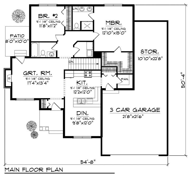 Floor Plan First Story of Craftsman Plan #101-1321