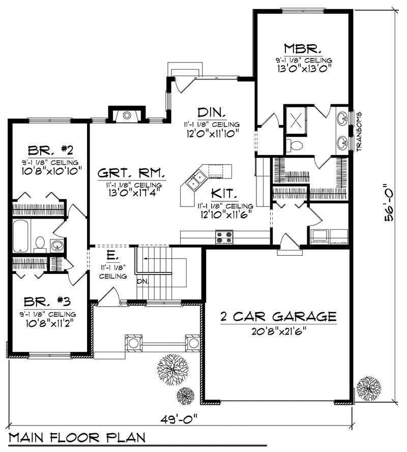 Floor Plan First Story of Craftsman Plan #101-1326