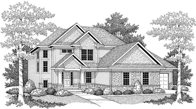 Home Plan Front Elevation of this 3-Bedroom,2074 Sq Ft Plan -101-1328