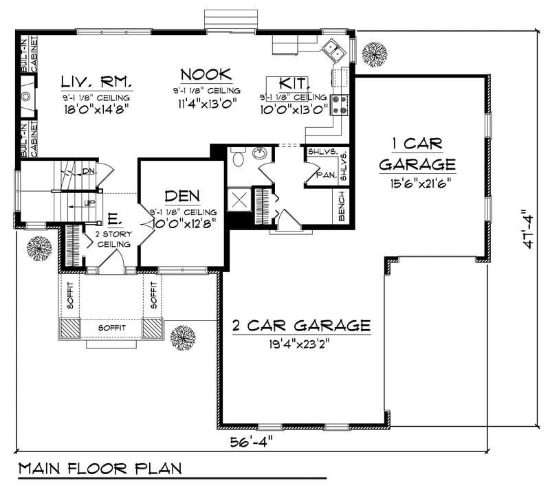 Floor Plan First Story of Traditional Plan #101-1328