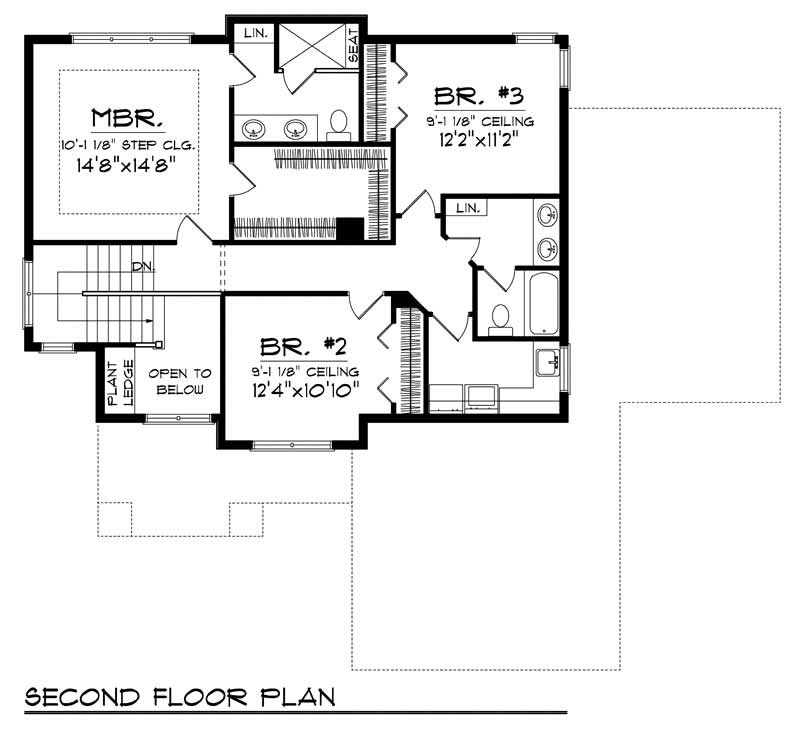 Floor Plan Second Story of Traditional Plan #101-1328