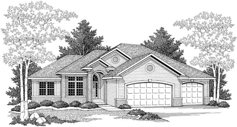 Home Plan Front Elevation of this 3-Bedroom,1701 Sq Ft Plan -101-1332