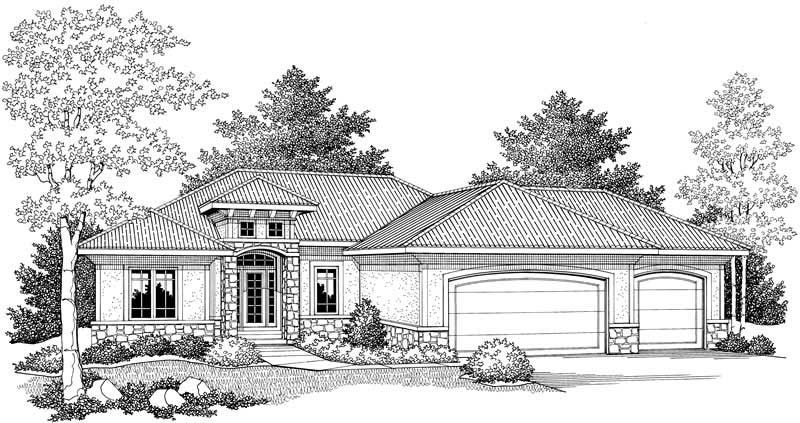 Home Plan Front Elevation of this 3-Bedroom,1591 Sq Ft Plan -101-1333