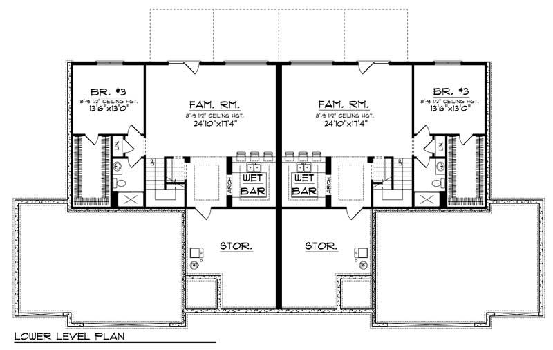 Floor Plan Basement of Multi-Unit Plan #101-1334