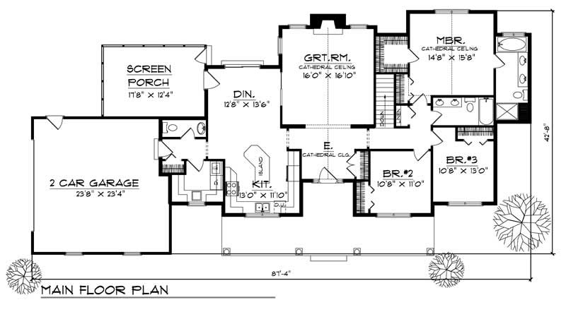 Floor Plan First Story of Colonial Plan #101-1337