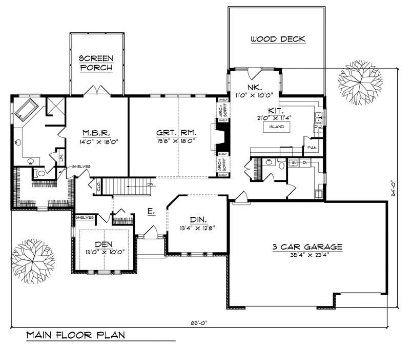 Floor Plan First Story of Ranch Plan #101-1338
