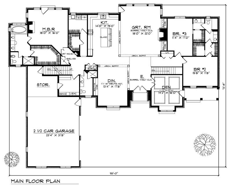 Floor Plan First Story of Ranch Plan #101-1340
