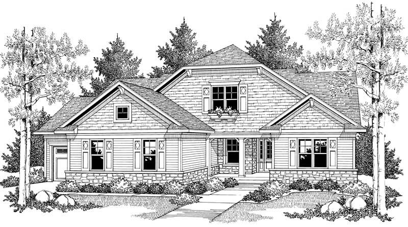Home Plan Front Elevation of this 2-Bedroom,1508 Sq Ft Plan -101-1345