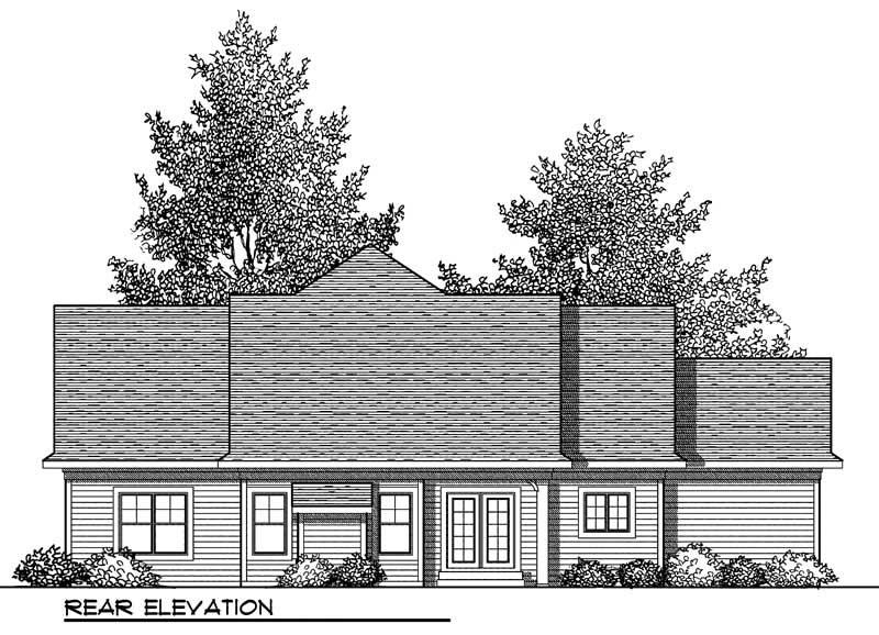 Home Plan Rear Elevation of this 2-Bedroom,1508 Sq Ft Plan -101-1345