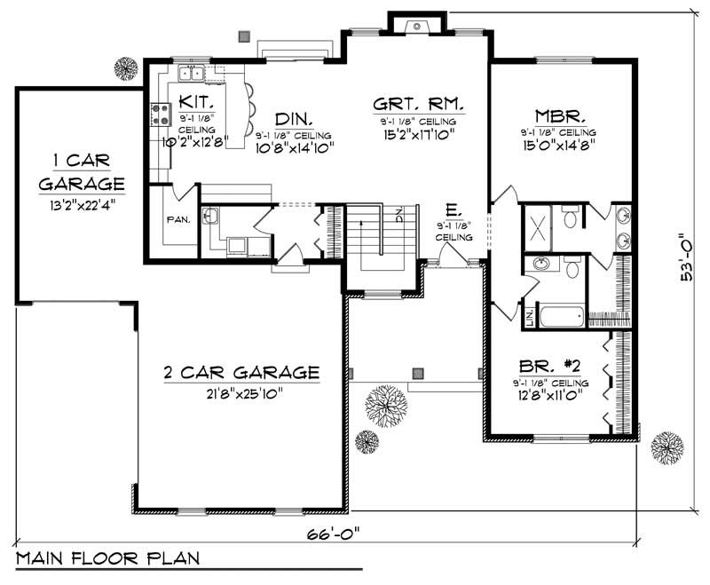 Floor Plan First Story of Craftsman Plan #101-1345