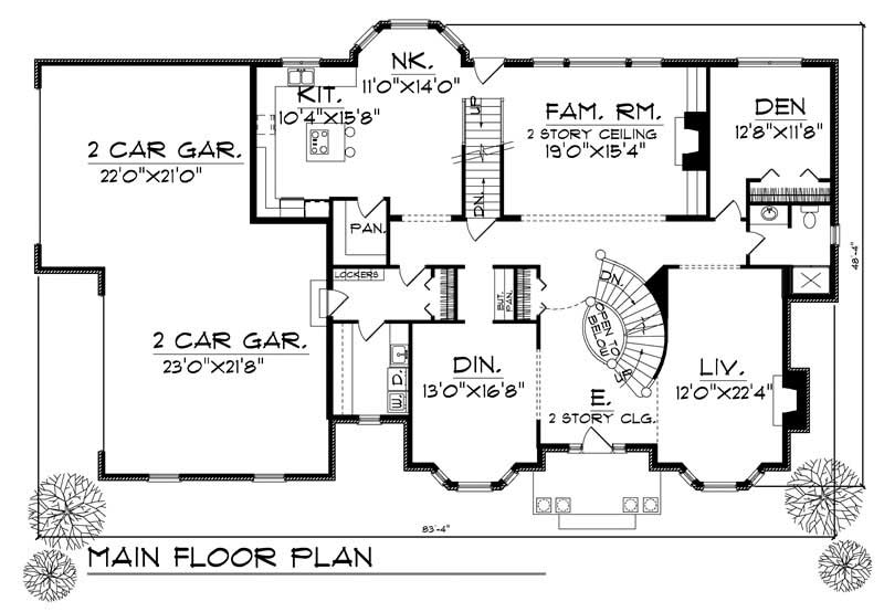 Floor Plan First Story of Colonial Plan #101-1346