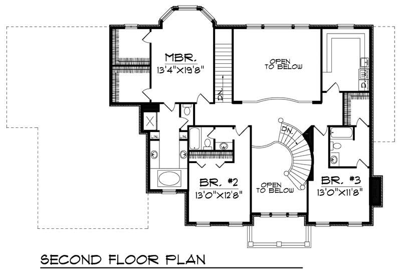 Floor Plan Second Story of Colonial Plan #101-1346