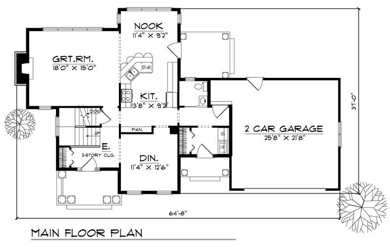 Floor Plan First Story of Colonial Plan #101-1347