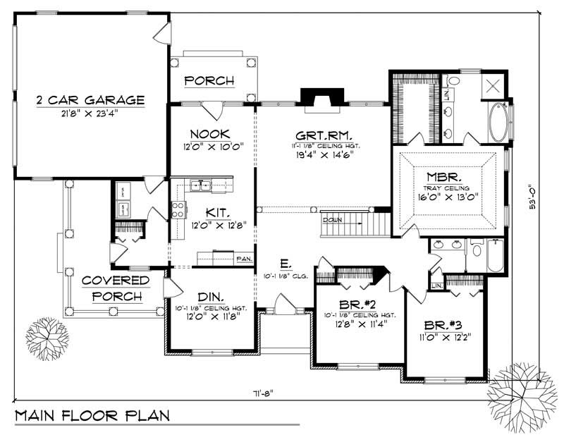 Floor Plan First Story of Country Plan #101-1349