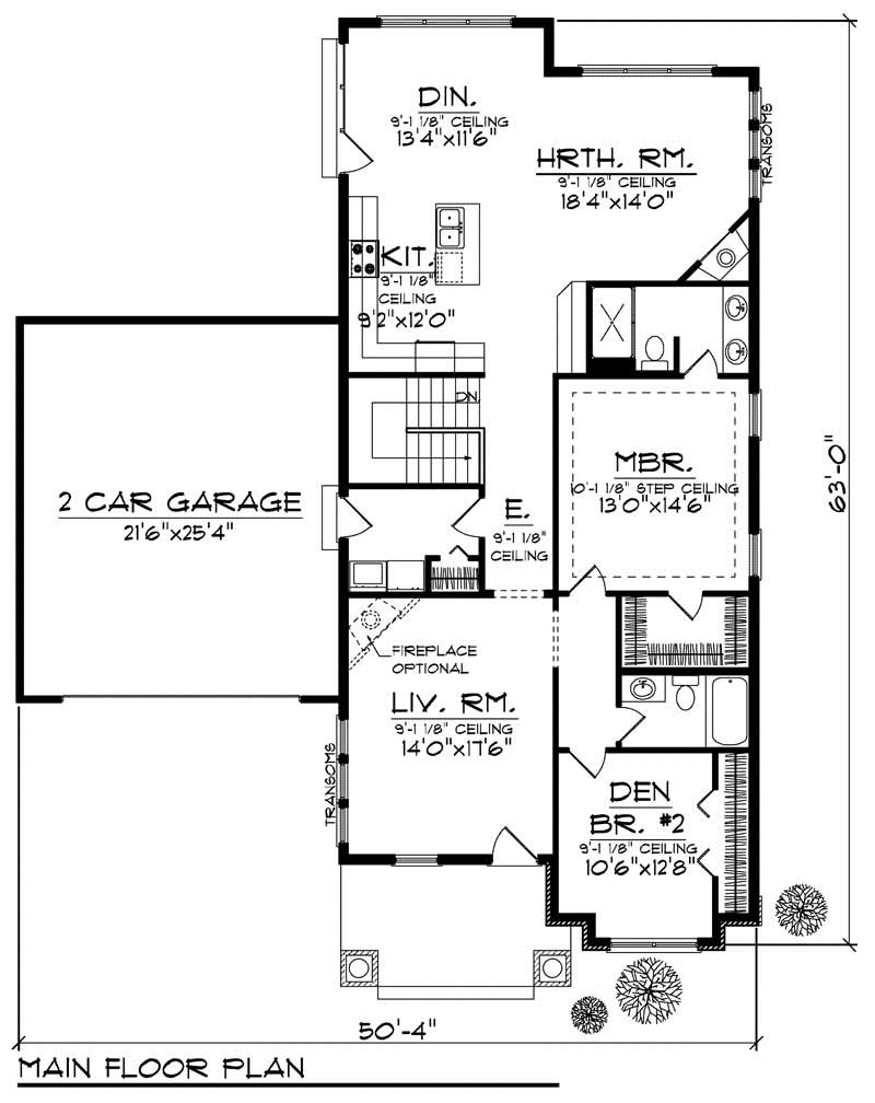 Floor Plan First Story of Ranch Plan #101-1352