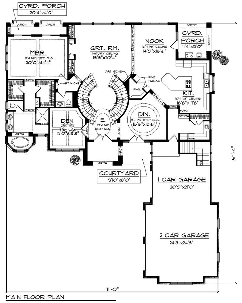 Floor Plan First Story of Luxury Plan #101-1353