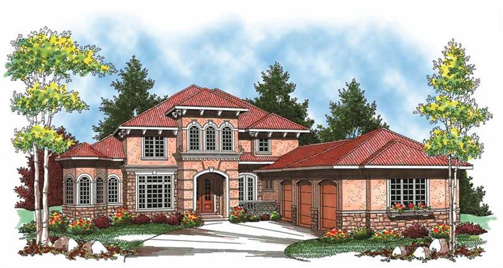 Home Plan Front Elevation of this 4-Bedroom,3687 Sq Ft Plan -101-1353