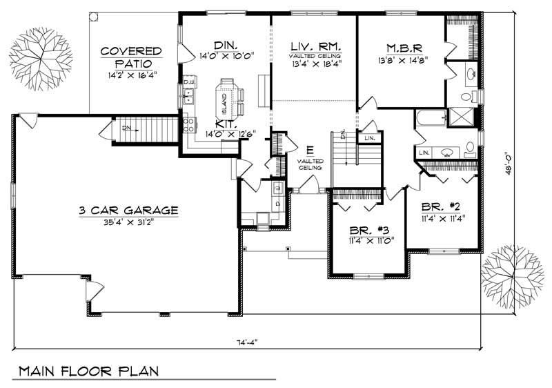 Floor Plan First Story of Ranch Plan #101-1354