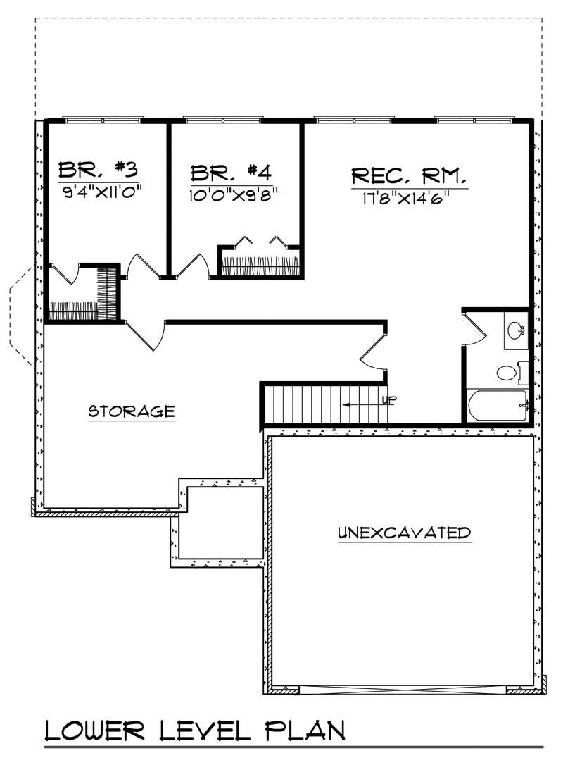 Floor Plan Basement of Bungalow Plan #101-1359