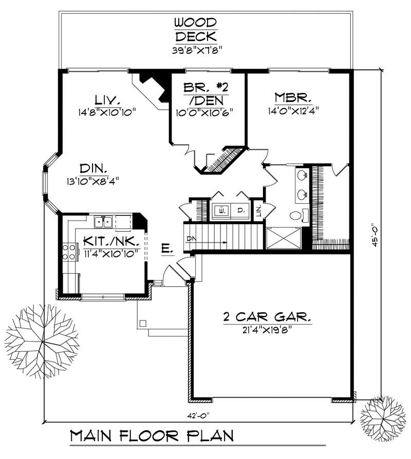 Floor Plan First Story of Bungalow Plan #101-1360