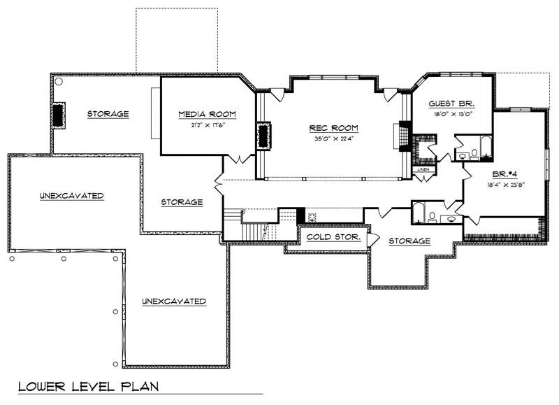 Floor Plan Basement of Country Plan #101-1361