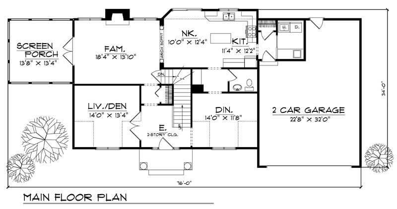 Floor Plan First Story of Cape Cod Plan #101-1364