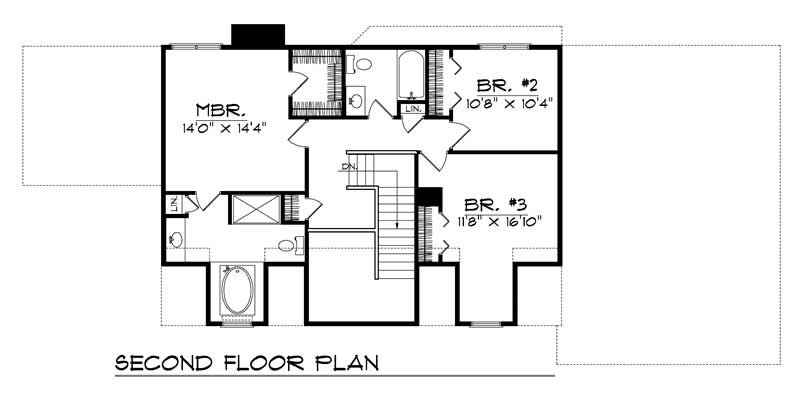 Floor Plan Second Story of Cape Cod Plan #101-1364