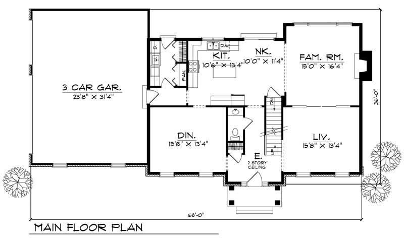 Floor Plan First Story of Colonial Plan #101-1366