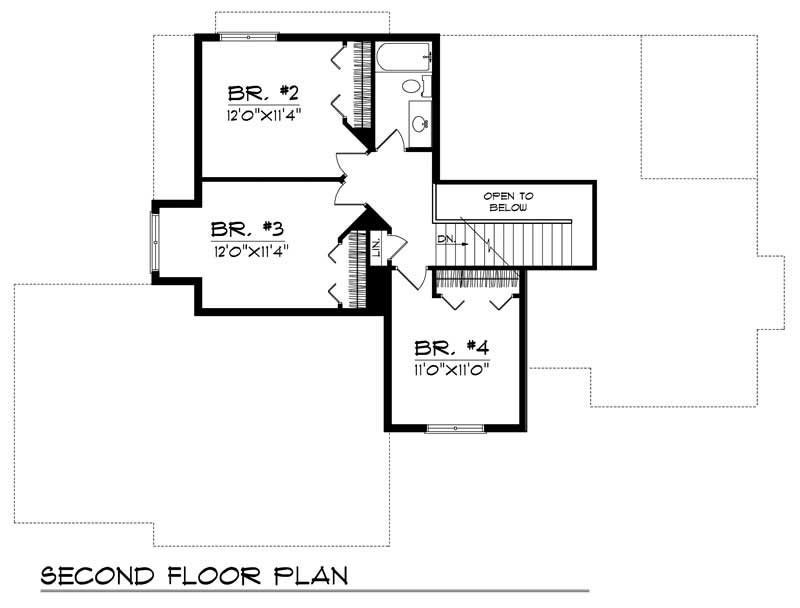 Floor Plan Second Story of European Plan #101-1368