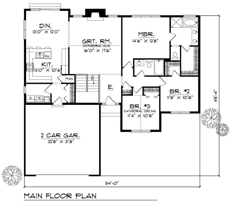 Floor Plan First Story of Country Plan #101-1369