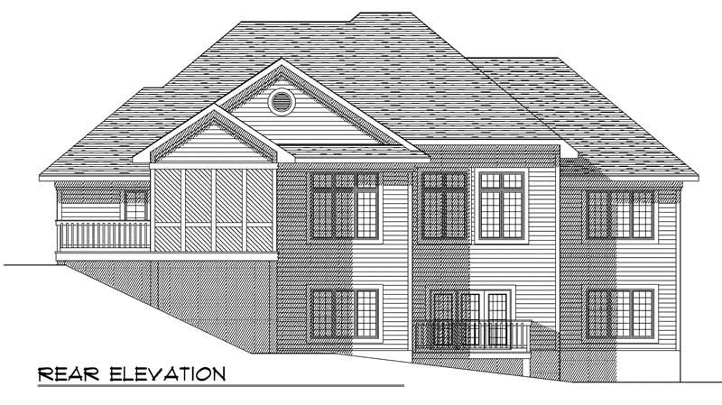 Home Plan Rear Elevation of this 4-Bedroom,3234 Sq Ft Plan -101-1370