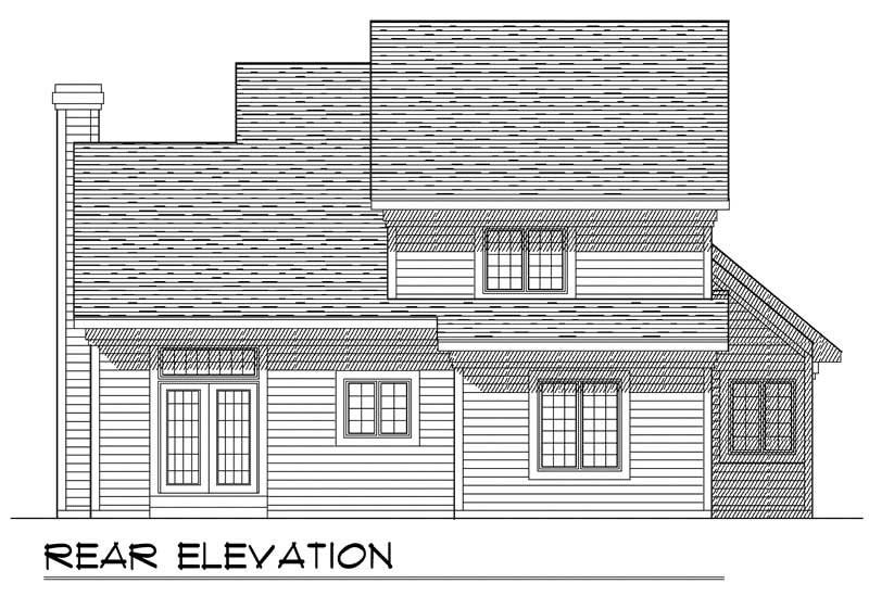 Home Plan Rear Elevation of this 3-Bedroom,1583 Sq Ft Plan -101-1371