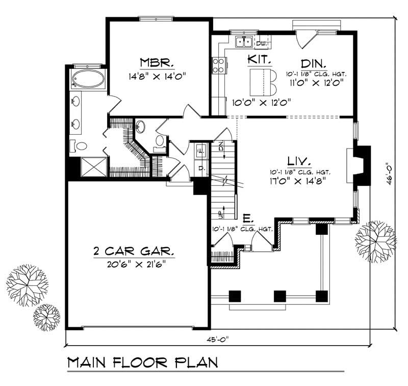 Floor Plan First Story of Ranch Plan #101-1371