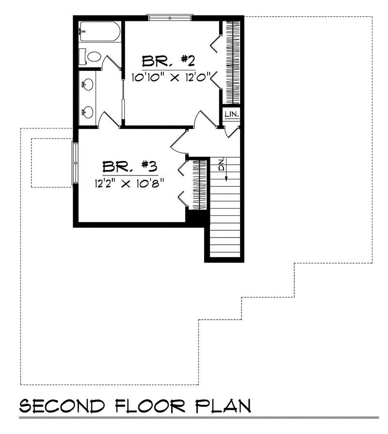 Floor Plan Second Story of Ranch Plan #101-1371