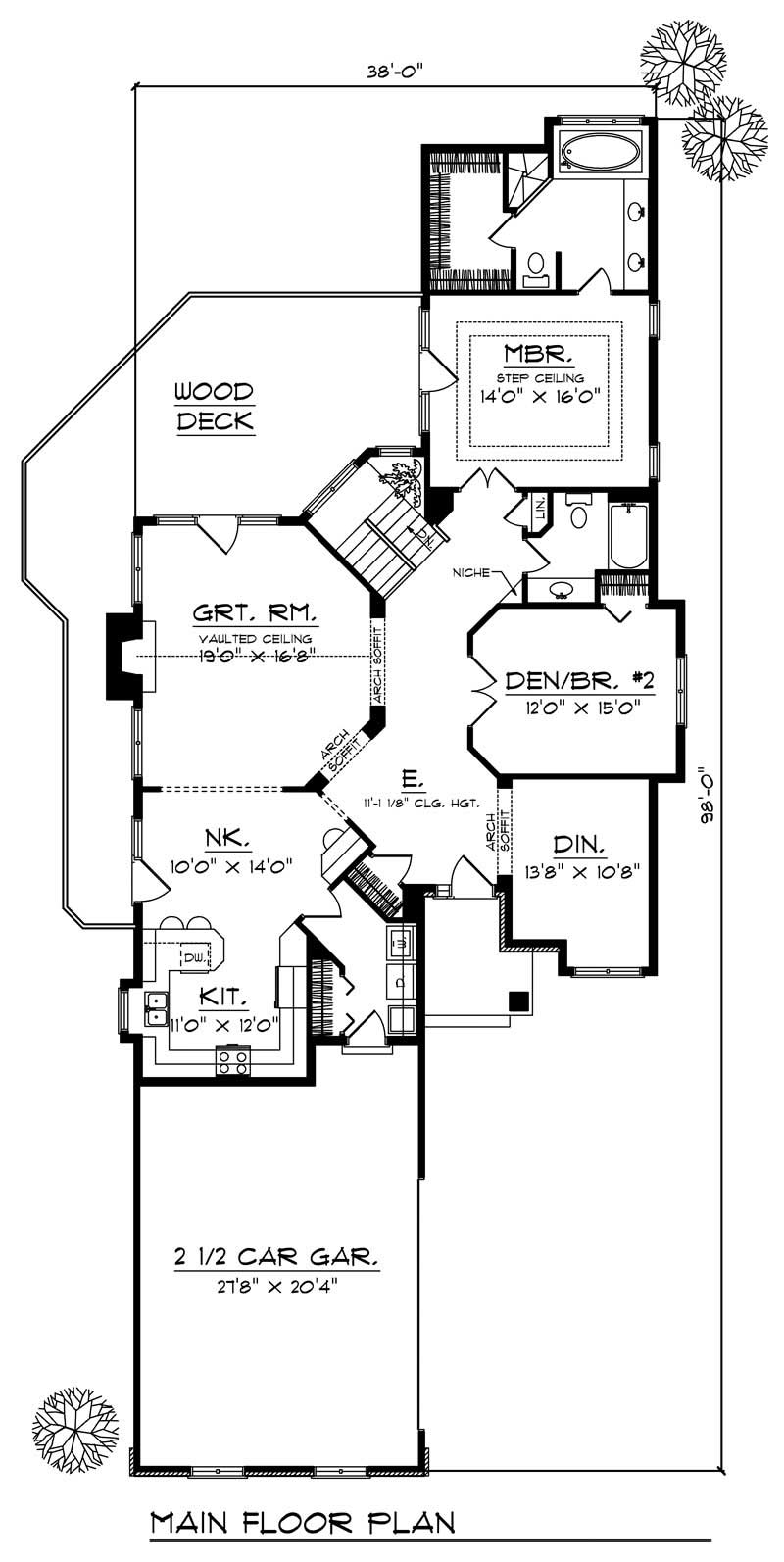 Floor Plan First Story of Ranch Plan #101-1373