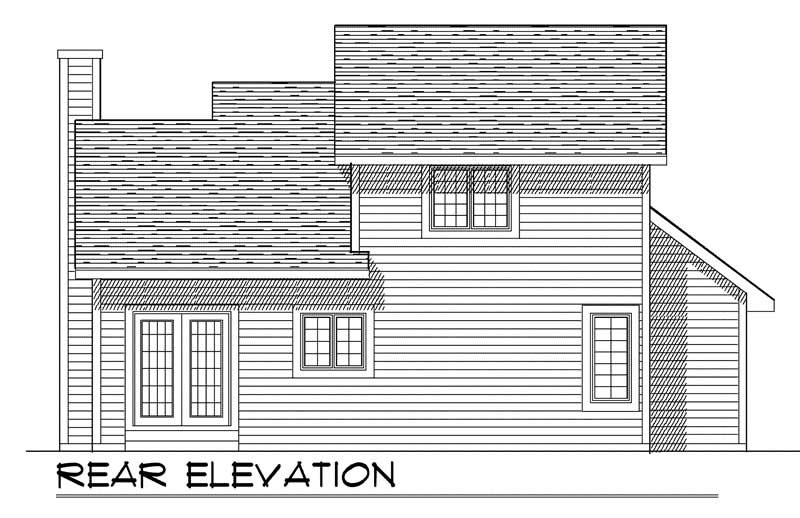 Home Plan Rear Elevation of this 3-Bedroom,1406 Sq Ft Plan -101-1374