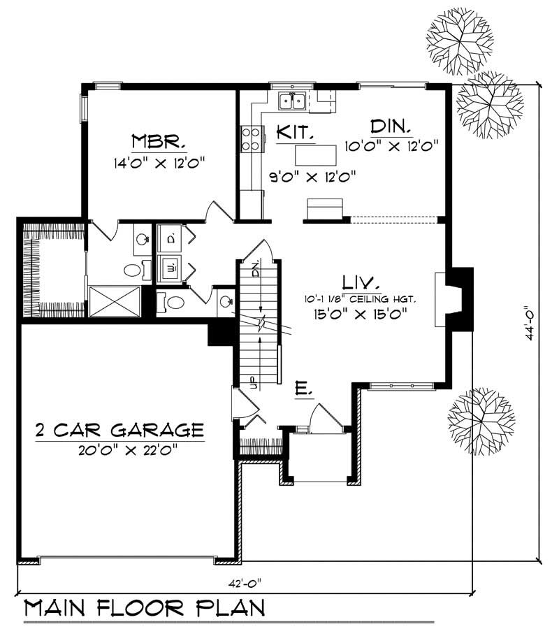Floor Plan First Story of Craftsman Plan #101-1374
