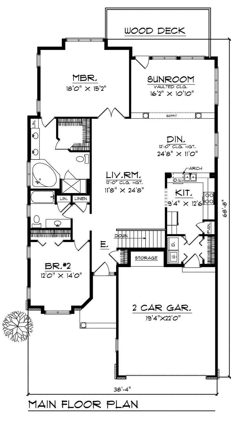 Floor Plan First Story of Ranch Plan #101-1379