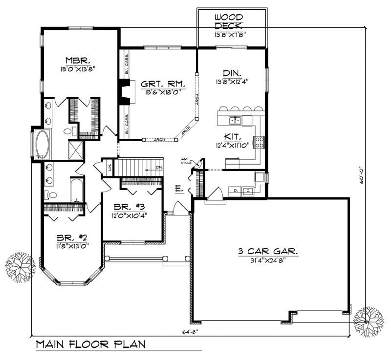 Floor Plan First Story of Country Plan #101-1381